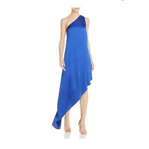 NWT one shoulder silky cobalt blue dress
